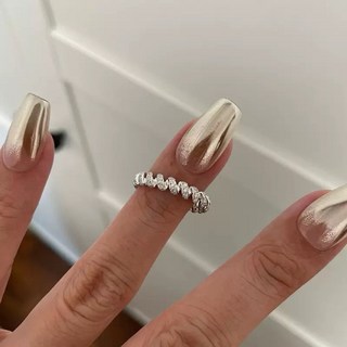 波浪扭紋鑲鑽戒指 小眾設計 可調節開口戒指
