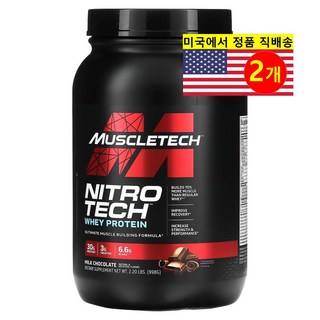 MuscleTech 머슬테크 니트로 테크 분리 유청 펩타이드 초콜릿 맛 Whey Protein 998g, 2개
