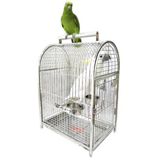金瑞成鳥園 白鐵外出籠-大S011-1 不生鏽不掉漆 攜帶方便 適合中大型鳥, 1個, 白鐵外出籠-大