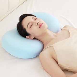 ERANSTAR 메모리폼 폭신한 무중력 꿀잠 숙면 말랑말랑 고양이 뱃살 경추베개, 연하늘색, 1개