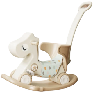 多功能兒童搖搖馬寶寶學步車，嬰幼兒騎乘玩具，安全搖椅, 可可色, 1個