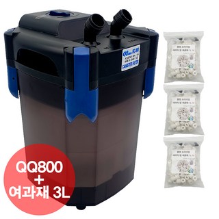 QQ아쿠아 외부여과기 QQ800+물멍 프리미엄 링 여과재 1L x 3개 풀세트 BC800, 13W, QQ800+프리미엄링여과재3L, 1개