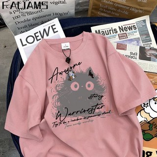 寬鬆大碼卡通印花情侶款短袖T恤, a2rf6v咖啡,L 50.0-60.0kg