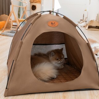喵的咧選物 貓咪帳篷 寵物用品 貓窩 狗窩 外出帳篷 貓床, 咖啡色, 1個