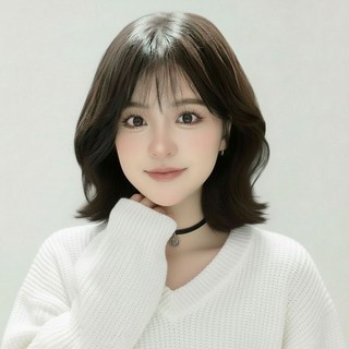 여성 단발 웨이브 가발 앞머리 통가발 30cm + 가발망 세트_다크 브라운, 1개, 다크브라운