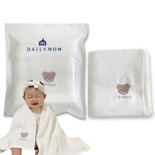 데일리맘 밤부 부드러운 아기목욕타올, 2개, 화이트