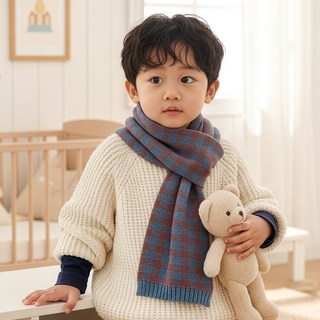 하이든 파스텔 아동 키즈 체크 목도리 머플러