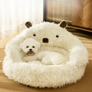 [푹신한 쿠션] 더동글 원형 방석 강아지 고양이 미끄럼방지 마약방석, 1개, 화이트
