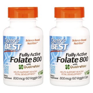 Doctor's BEST 活性葉酸素食膠囊 800mcg, 60顆, 2罐