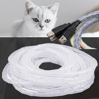 무핑 전선 보호 커버 케이블 PC선 정리 길이 조절 가능 고양이 강아지 보호, 1개, 화이트