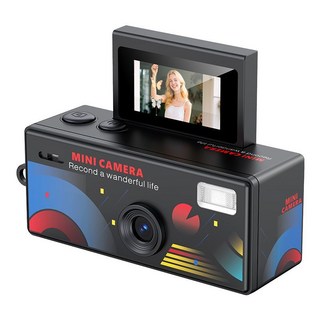 ccd 拇指相機 鑰匙扣 高清旅遊隨身小型口袋數位相機 入門節日禮物, 1個, 翻轉屏【黑色】迷你相機自帶閃光燈64G【可上傳安卓華為小米手機】