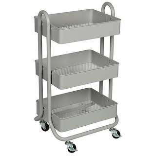 BECOOLER 台灣製造 總承重27公斤三層置物推車 - 手推車/收納車/金屬零食車, 水泥灰