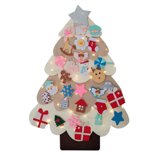 DIY毛氈聖誕樹 親子互動裝飾 兒童益智玩具 聖誕節慶用品, 奶茶色