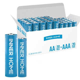 이너홈 고성능 알카라인 AA20입 + AAA20입 건전지, 1개, 40개입