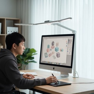 아이클 책상스탠드 모니터조명 학생스탠드 LED 시력보호스탠드 공부스텐드 3단 접이식, 화이트