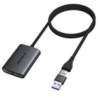 Lemorele USB C/USB3.0 ~ 듀얼 HDMI 어댑터 1080P 60Hz 확장 2가지 다른 화면 타입 C/USB3.0 허브, 1개, HD10