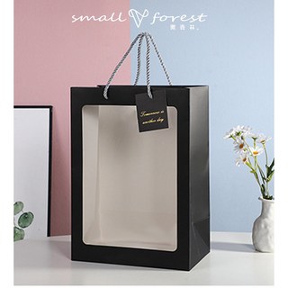 現貨 花束 母親節 康乃馨 聖誕節 玫瑰 交換禮物 擺飾 裝飾 情人節 生日 乾燥花, 加購提袋（黑色）、燈串、卡片