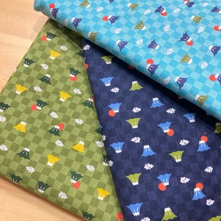 布喜翻 富士山雲朵格紋純棉布 - 日本手作布料，多色可選，適合DIY拼布、服飾製作, 1個