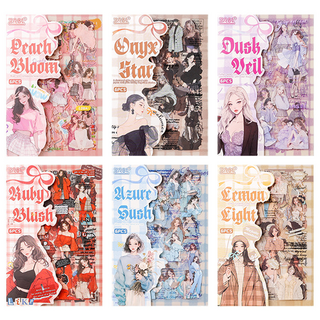 포트렘 다꾸 스티커 북 패션무드 소녀 PET 6권 세트, 1개, 혼합