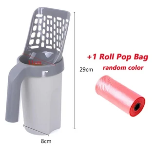 고양이 모래삽과 쓰레기 봉투 자가 세척 스쿠퍼 휴대용 청소 도구 애완 용품, 01 1 set