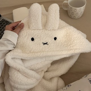 미피 miffy 귀여운 토끼 캐릭터 망토 담요 입는 후드 담요 수면 무릎 담요 학생 사계절
