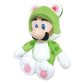 三英貿易 超級瑪利歐3D世界 貓咪裝路易吉絨毛娃娃 - 可愛造型，柔軟舒適，瑪利歐粉絲必備, 1個, 約25 cm