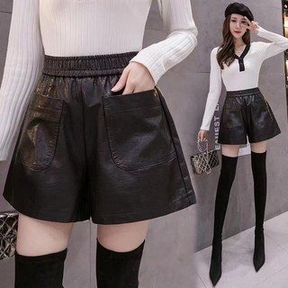 刷毛PU皮寬褲，大尺碼女裝，顯瘦百搭，秋季新款