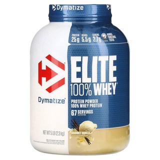 Dymatize Elite 100% 유청 단백질 분말 고메 바닐라 (5lbs), 1개, 2.267kg