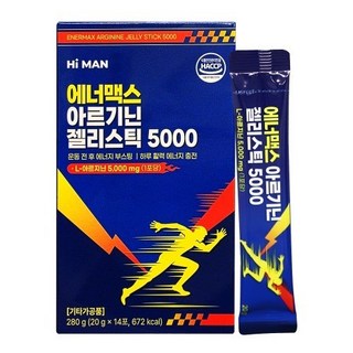 해썹인증 에너맥스 고농축 아르기닌 젤리스틱 5000 20g X 14포 X 2개, 280g
