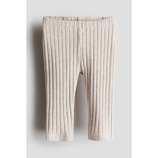 H&M 브랜드관 와이드 리브드 코튼 레깅스 라이트 베이지 1249954001