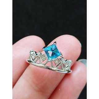 托帕石 宮廷蕾絲 方鑽切 925銀 活圍 戒指 小方 托帕 瑞士藍