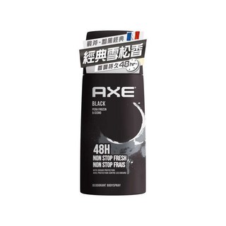 AXE 戰斧 男用體香噴霧 150ml (星際/黑夜/地中海/深海) 淡雅香氛，持久留香，展現自信魅力, 1個, 黯黑經典噴霧(黑)150ml