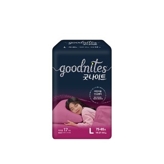 굿나이트 여아 대형 17매 X 4EA/어린이용안심팬티 국내생산 어린이밤기저귀, 대형(L)