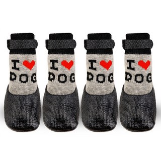 융풍 반려동물 신발 애완동물 방수 양말 실리콘 장화 보온 방수 미끄럼 방지, 1세트, 블랙