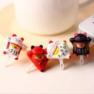 隨草憶境 萌貓招財貓福貓防塵塞，可愛微景觀材料，多款可選，療癒小物，桌面擺飾, 紅色