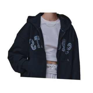 NBM4W062 WOMEN 빅 그래픽 기모 후드집업 (NAVY) 8114330