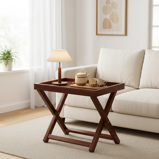 오아루 원목 접이식 소파 사이드테이블, 반투명