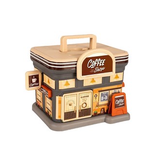 黑白寶貝 街景小房子存錢罐 可愛兒童儲蓄罐 零錢筒 創意家居擺飾, 1個, 咖啡店存錢罐