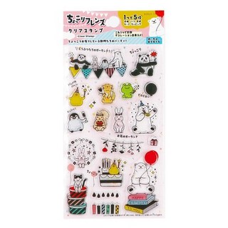 莫莫日貨 日本World craft 水晶印章 動物夥伴圖案組 透明印章 手帳裝飾, 1個