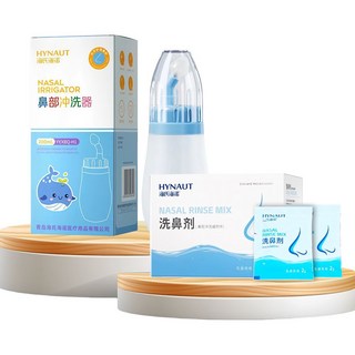 海氏海諾 洗鼻器 鼻部沖洗器 鼻腔清潔, 1個, (藍色)洗鼻器1個+洗鼻劑1盒(30袋)