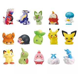 現貨 正版精靈寶可夢POKEMON KIDS帕底亞地區 盒玩食玩15種密勒頓故勒頓新葉喵呆火鱷布撥皮卡丘青綿鳥皮丘潤水鴨, 1個, 喵喵,現貨