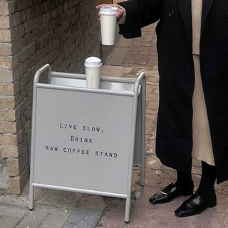 카페 입간판 선반형 철제 배너 매장 트레이 꽃집 광고, 1개, 4. 실버 그레이 53x70(자유 디자인)