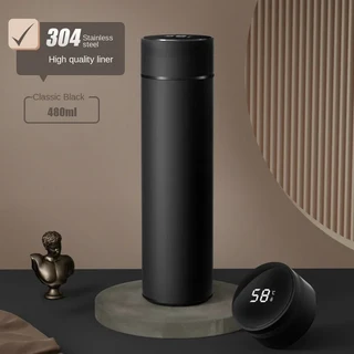 분리대가 있는 스테인레스 스틸 보온병 컵 316 스마트 고가 선물 커피 아버지 콜드 비즈니스 500ml, 01 1PC, 04 Black