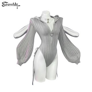 KORURACLUB 귀여운 토끼 점프 슈트 스웨터 러브 지퍼 니트 긴팔 플러시 꼬리 홈 잠옷, 01 L, 01 PINK