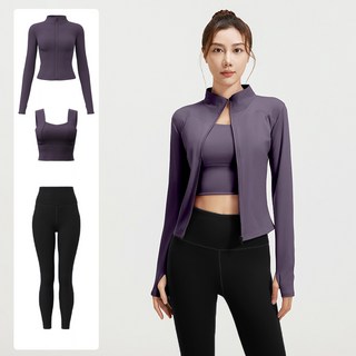 쿨쉐어 요가 필라테스 레깅스+집업+브라탑 3종 세트 운동복