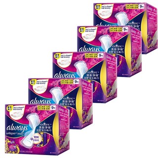 Always Whisper Radiant 導管式衛生棉/靠墊 24公分 9片裝, 5套, 9個裝