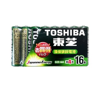 TOSHIBA 東芝 環保碳鋅電池 四號電池 AAA 電池, 1套, 16個裝