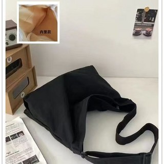 斜挎包郵差包帆布包，2025秋新季日系加厚結實男士復古工具包, 復古斜挎包黑色+內襯