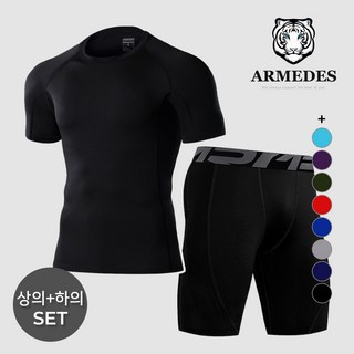 아르메데스 남성용 사계절 크로스핏 반팔 + 5부 바지 스포츠 상하의 세트 ID10311081