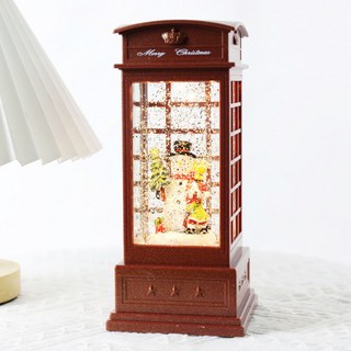 出貨 圣誕節裝飾八音盒水晶球飄雪圣誕老人音樂盒雪花水晶球圣誕節禮物 交換禮物 節慶禮物 節慶燈具, 電話亭水晶雪人